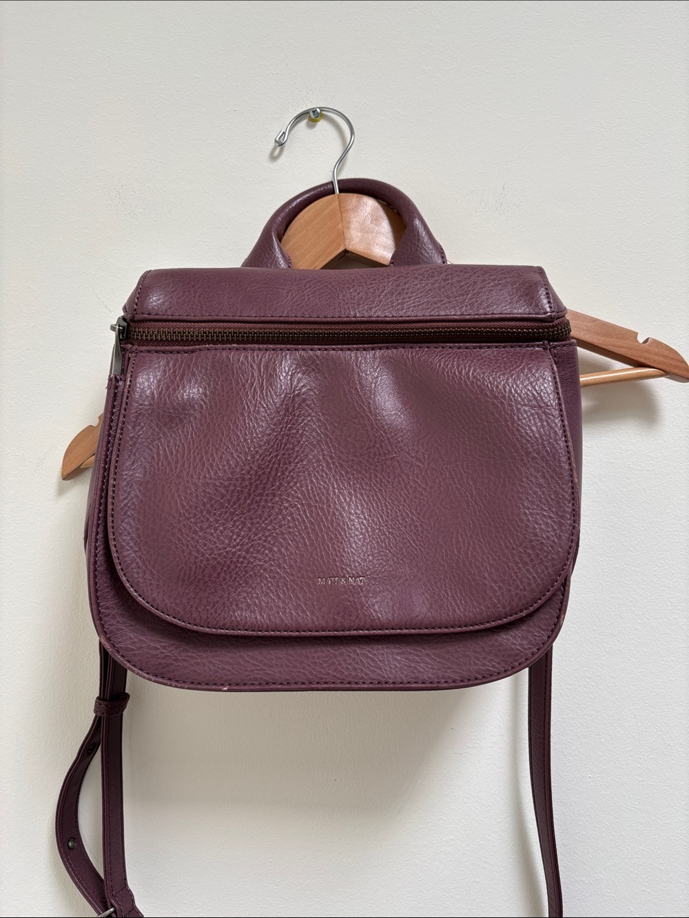 Matt & Nat Pebbled Crossbody Bag in Plum
